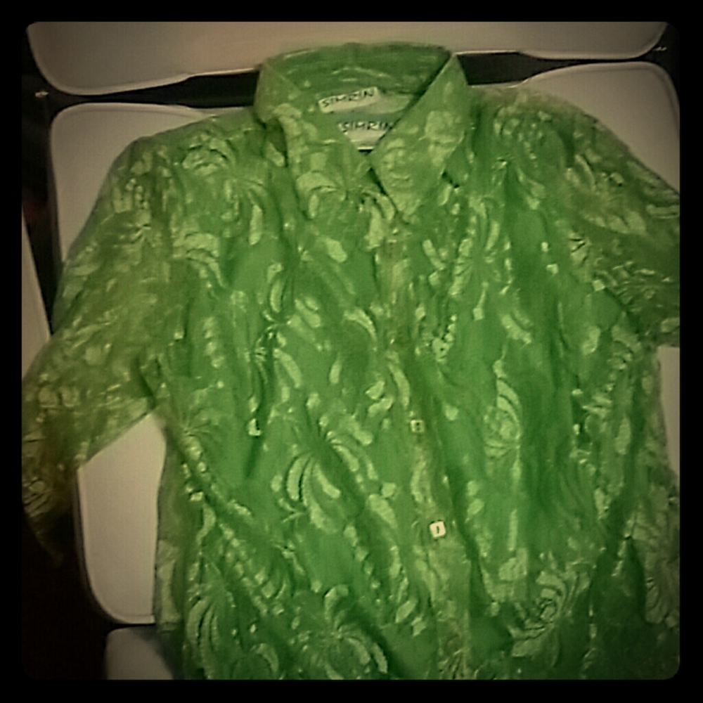 Simrin Green lace blouse w/ sleeveless blouse